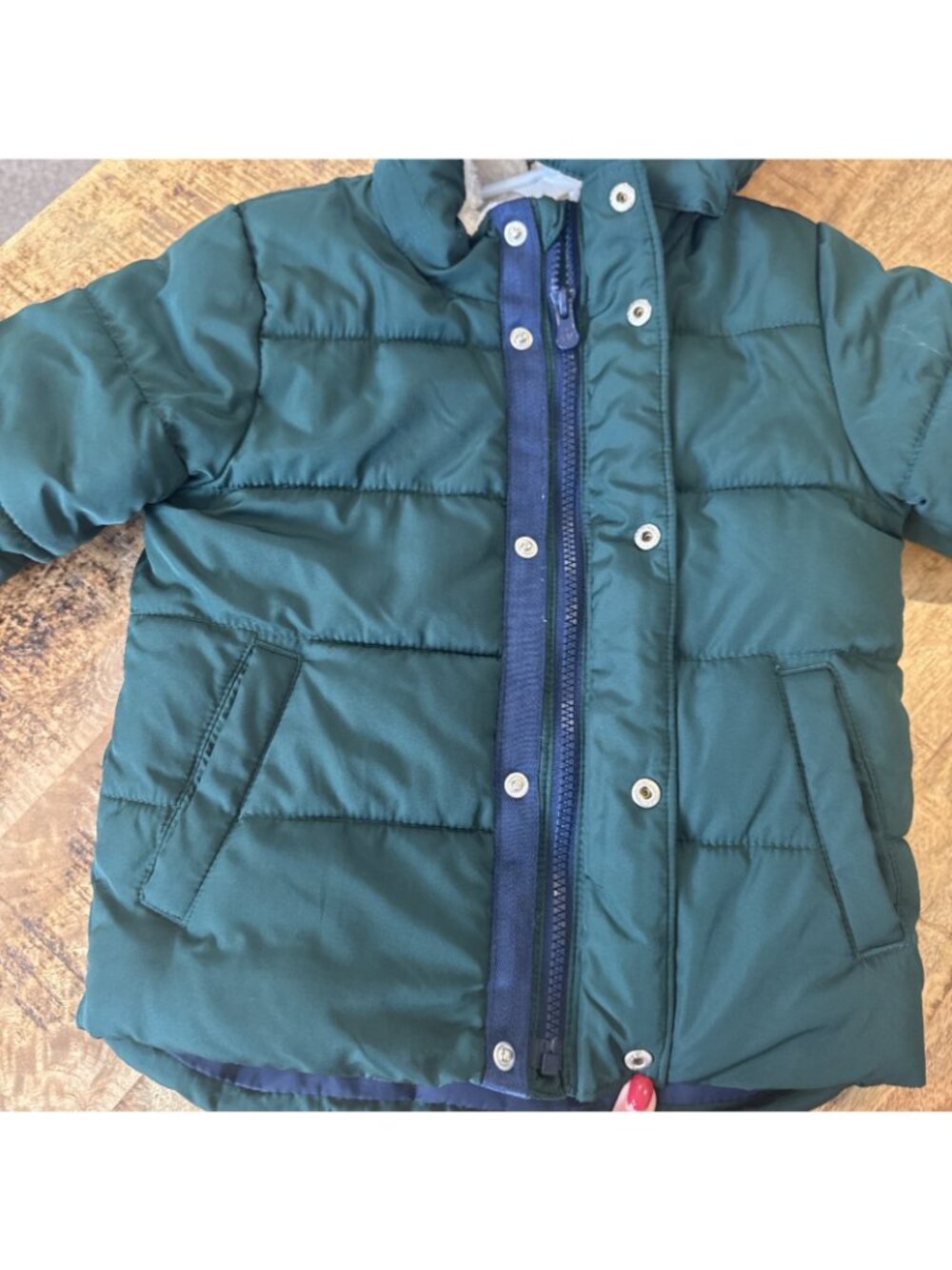 Gap Boys Toddler Puffer Jacket Hooded Olive Green Fleece Lined 2T Sherpa - Picture 10 of 14